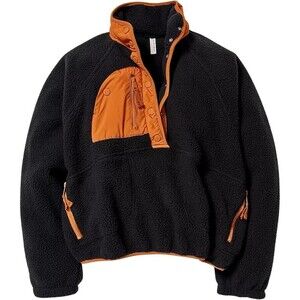 Free People Hit The Slopes Colorblock Pullover Fleece Womens XL Black & Tan